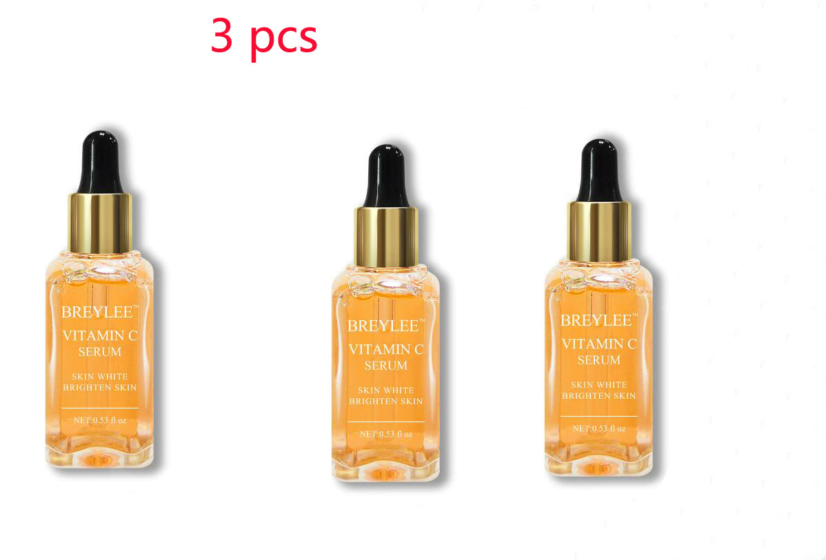 seo Three bottles of Breylee Vitamin C Serum for skin brightening and whitening, promoting enhanced complexion and skin care.