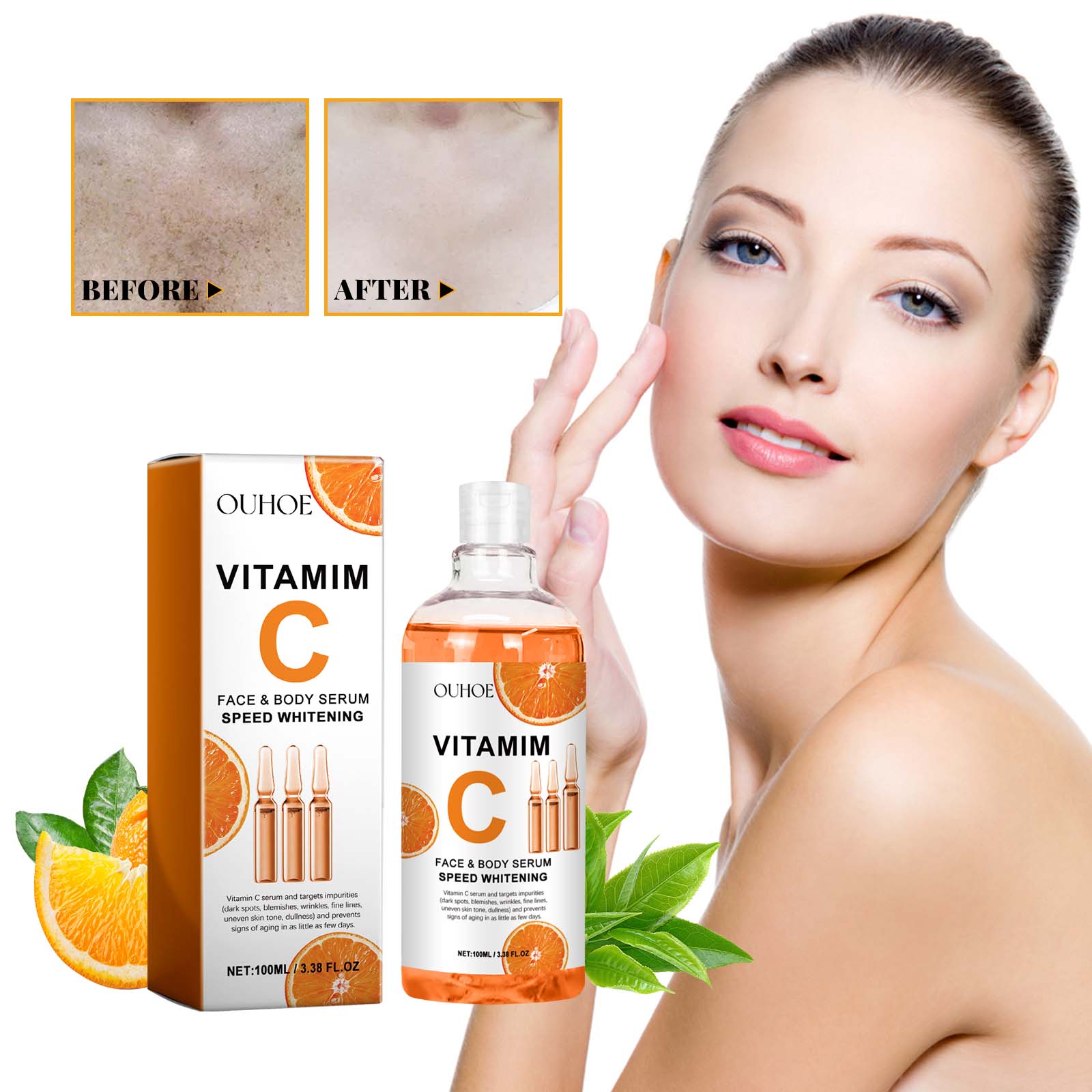 seo OUHOE Vitamim C Face Body Serum, Repair Nourish Skin Filling Water Carry Bright Tight Anti-Wrinkle Fine Lines