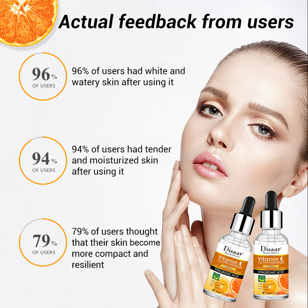 seo Hyaluronic Acid Vitamin C Face Serum user feedback showing bright and hydrated skin results.